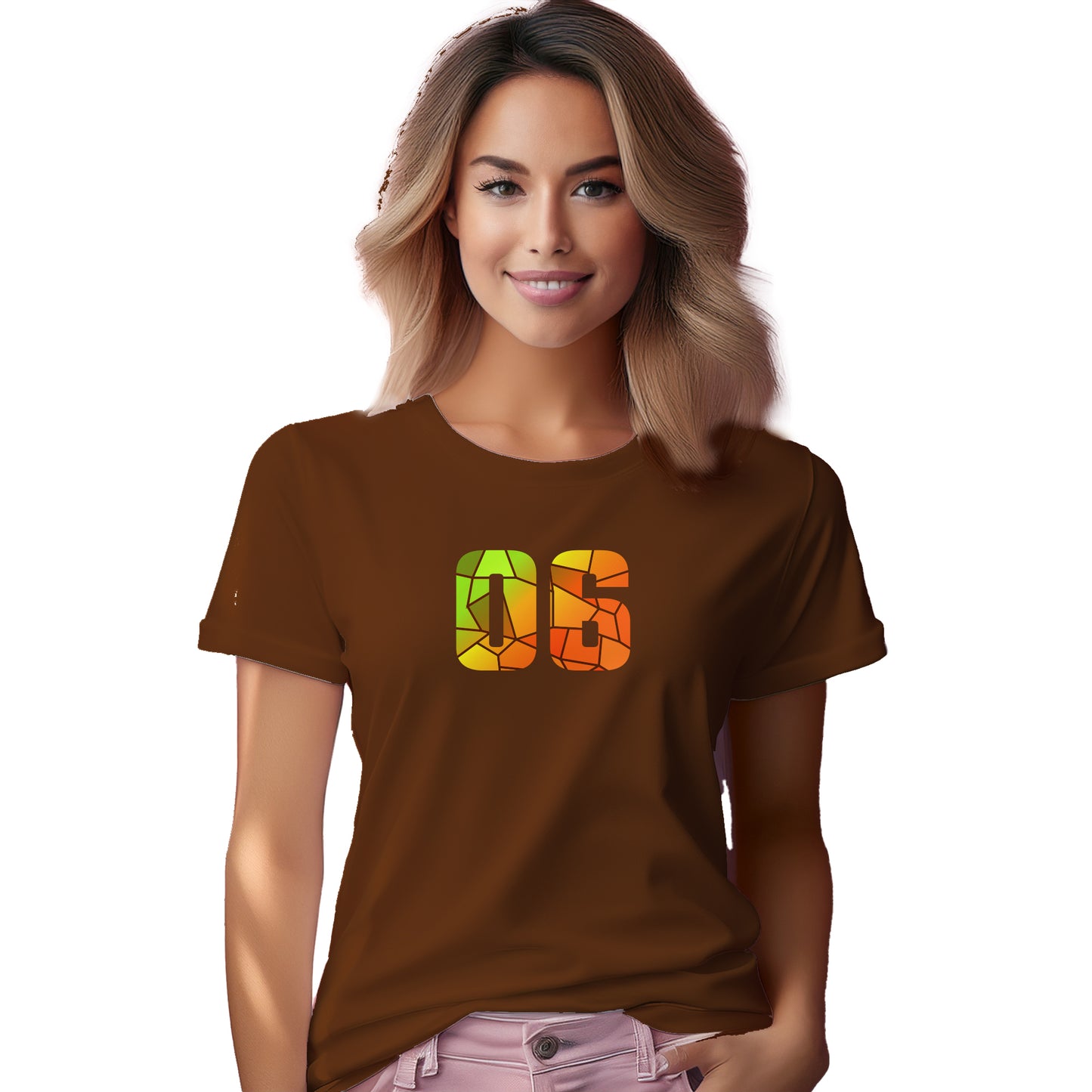 06 Number Women's T-Shirt (Brown)