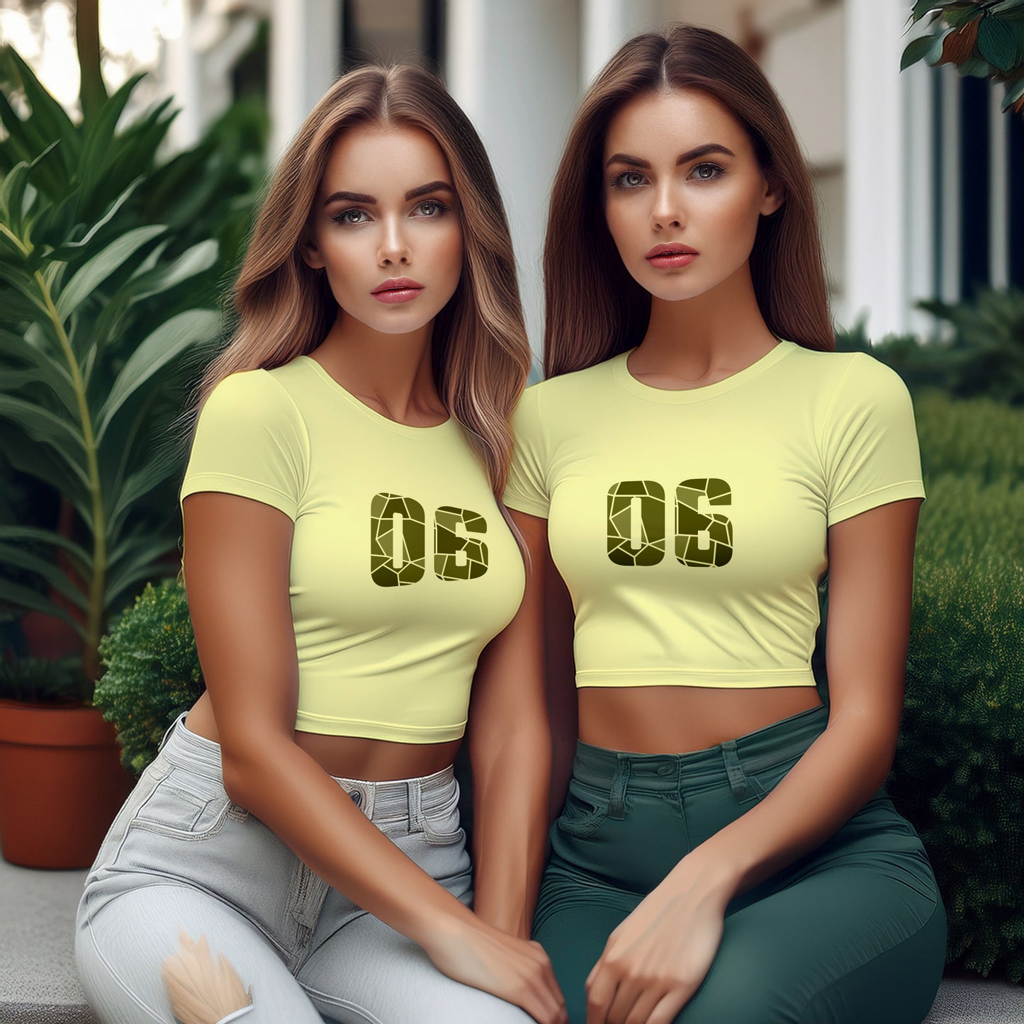 06 Number Women Crop Top (Butter Yellow)