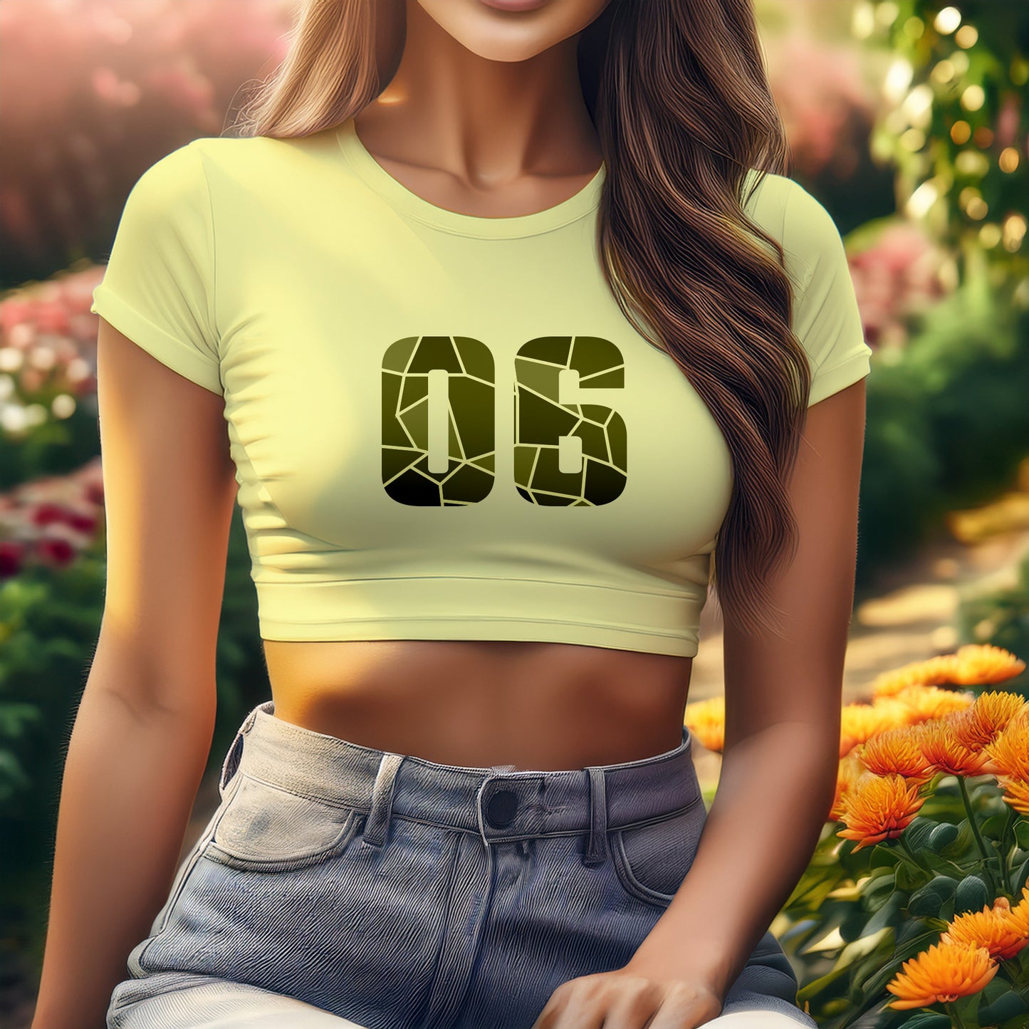 06 Number Women Crop Top (Butter Yellow)