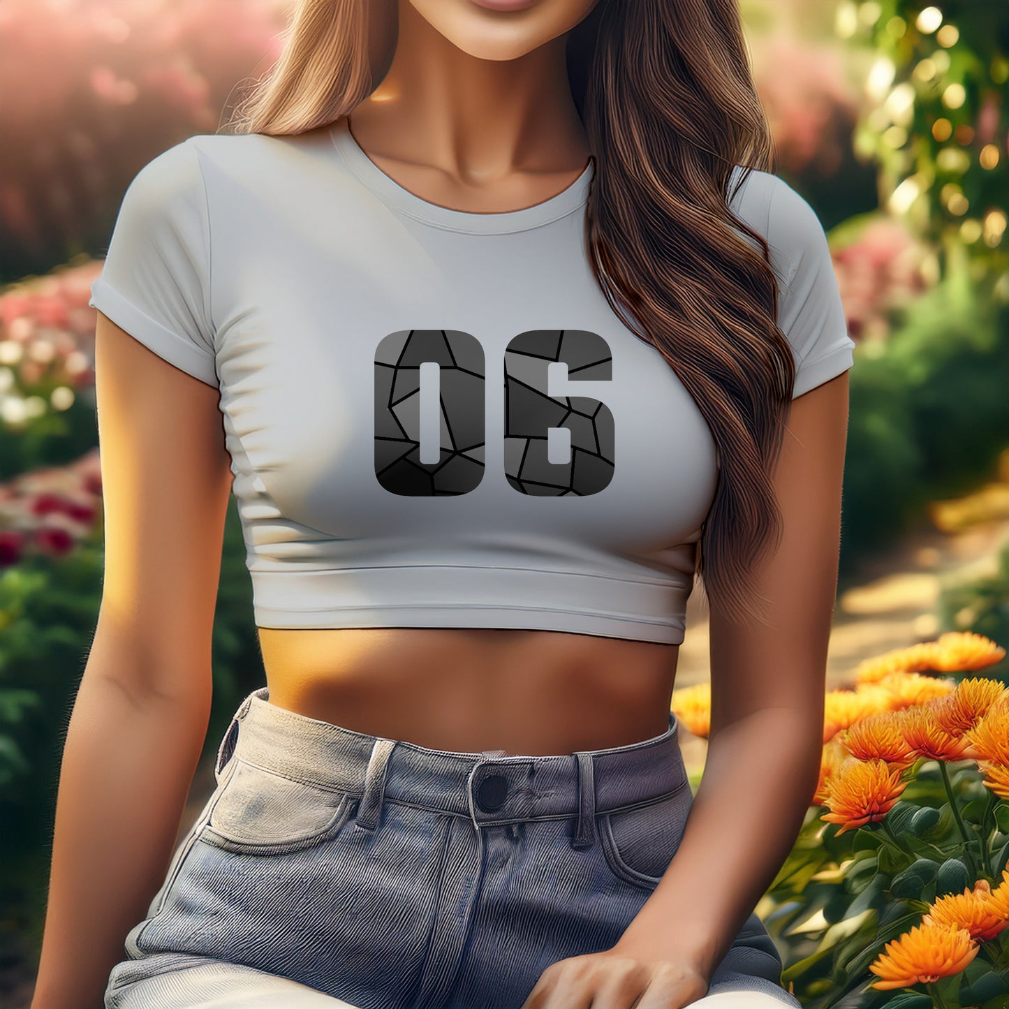 06 Number Women Crop Top (Melange Grey)