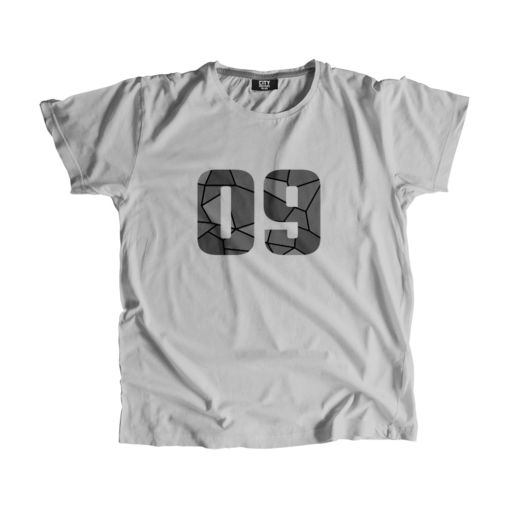 09 Number Unisex T-Shirt (Melange Grey)