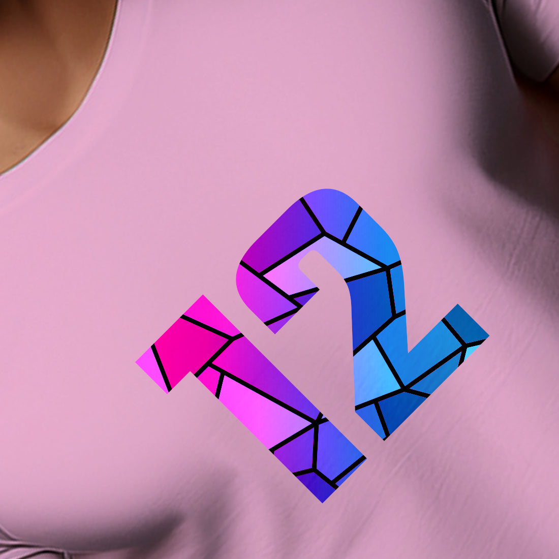 12 Number Unisex T-Shirt (Light Pink)