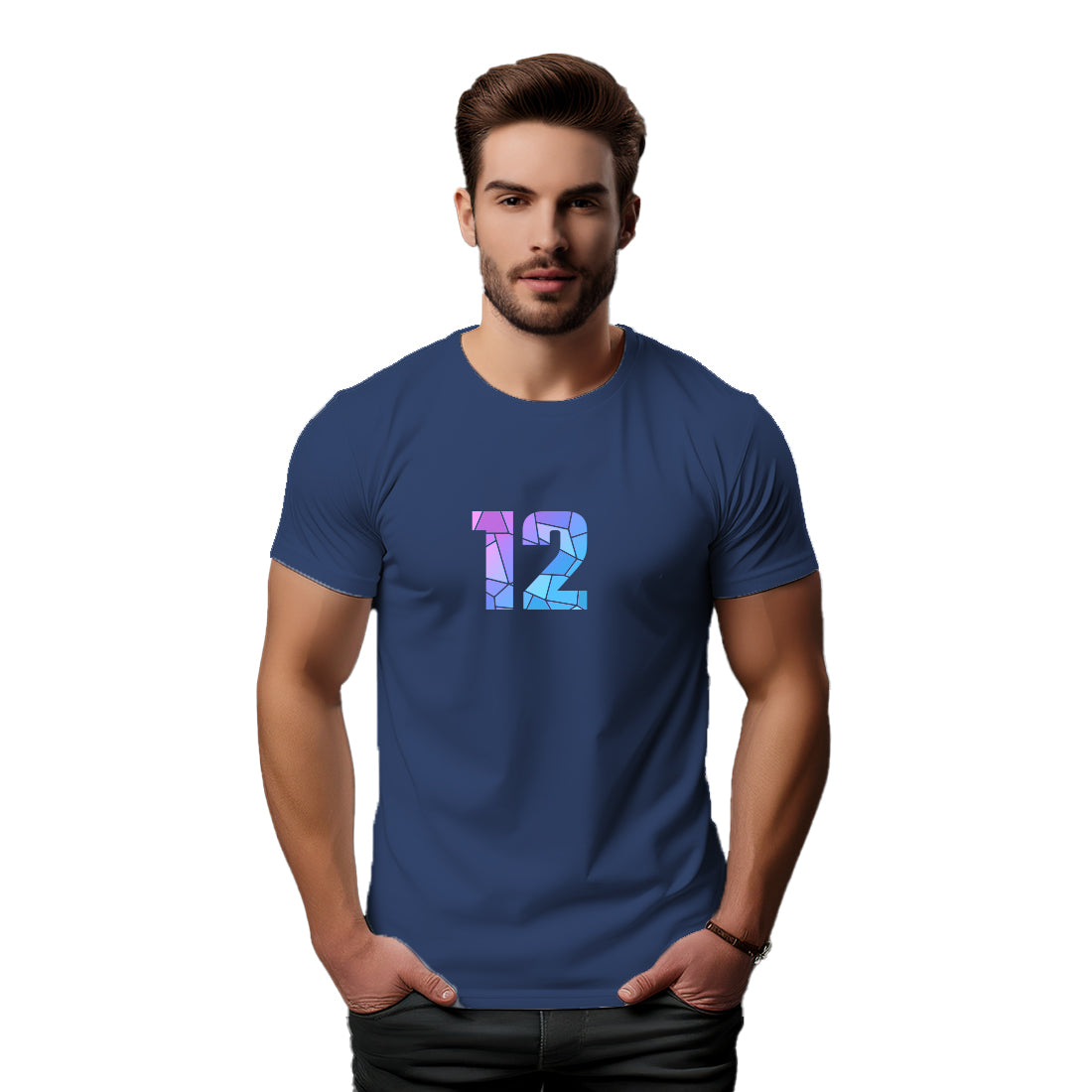 12 Number Unisex T-Shirt (Navy Blue)