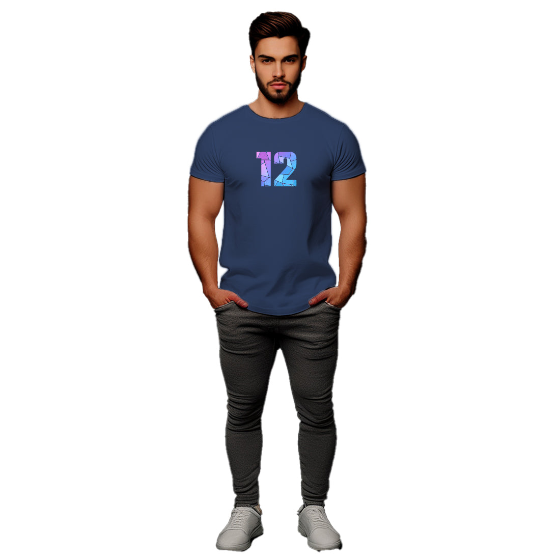 12 Number Unisex T-Shirt (Navy Blue)
