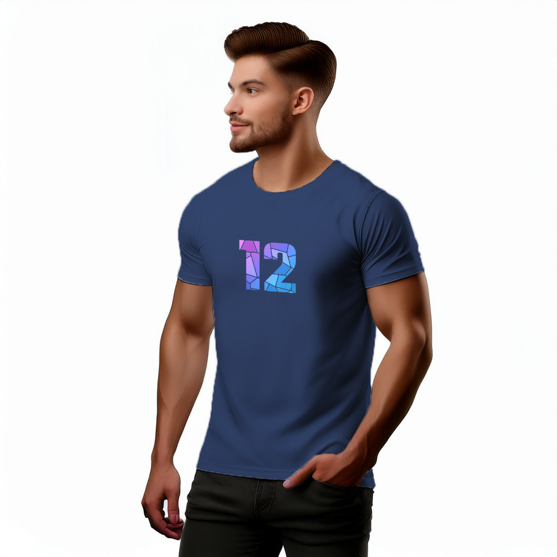 12 Number Unisex T-Shirt (Navy Blue)