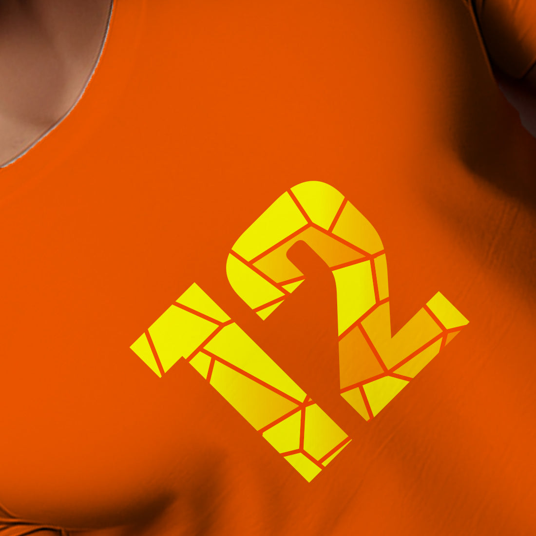 12 Number Unisex T-Shirt (Orange)