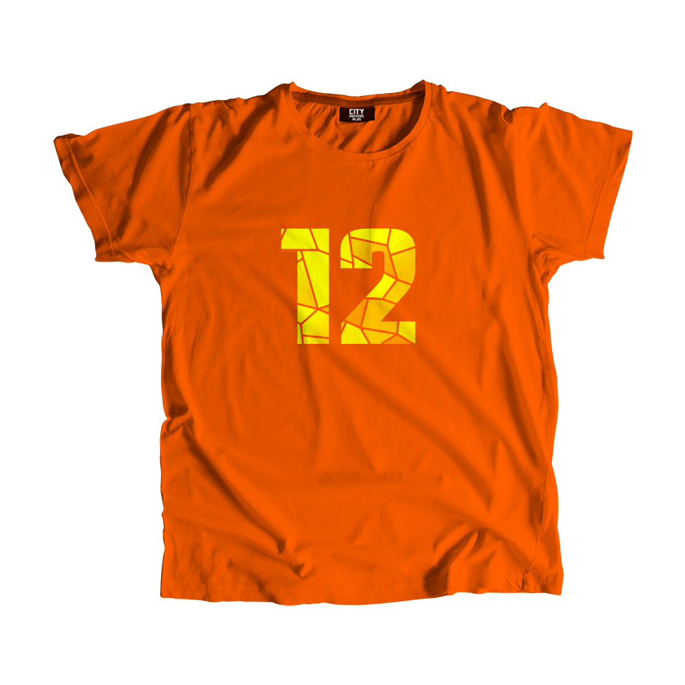 12 Number Unisex T-Shirt (Orange)
