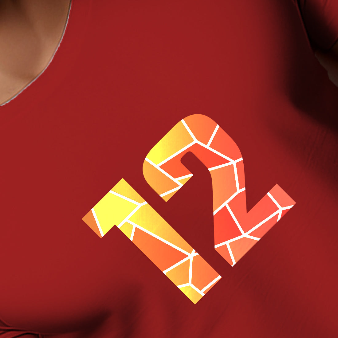 12 Number Unisex T-Shirt (Red)