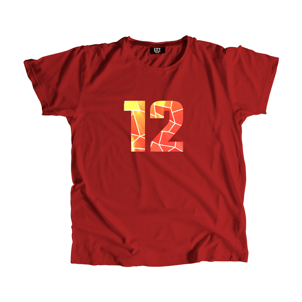 12 Number Unisex T-Shirt (Red)