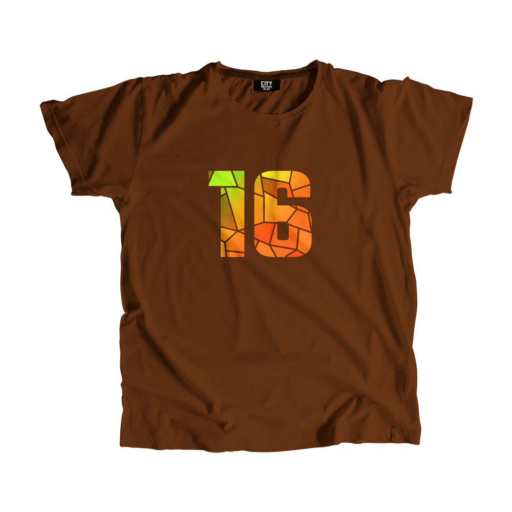 16 Number Unisex T-Shirt (Brown)