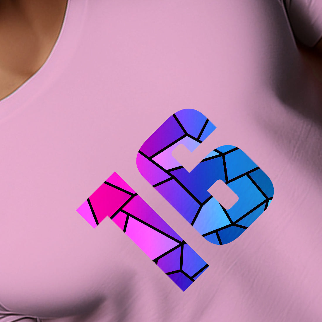 16 Number Unisex T-Shirt (Light Pink)