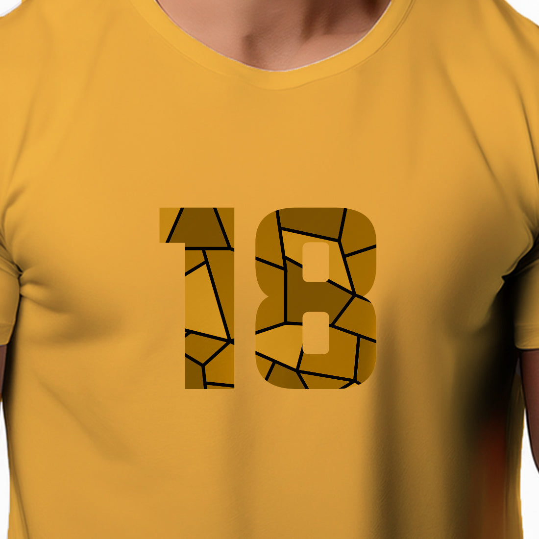 18 Number Unisex T-Shirt (Golden Yellow)