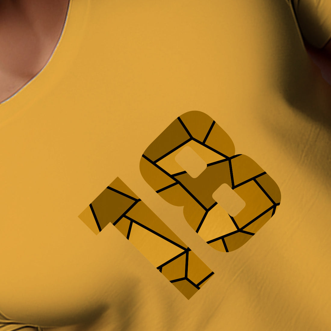 18 Number Unisex T-Shirt (Golden Yellow)