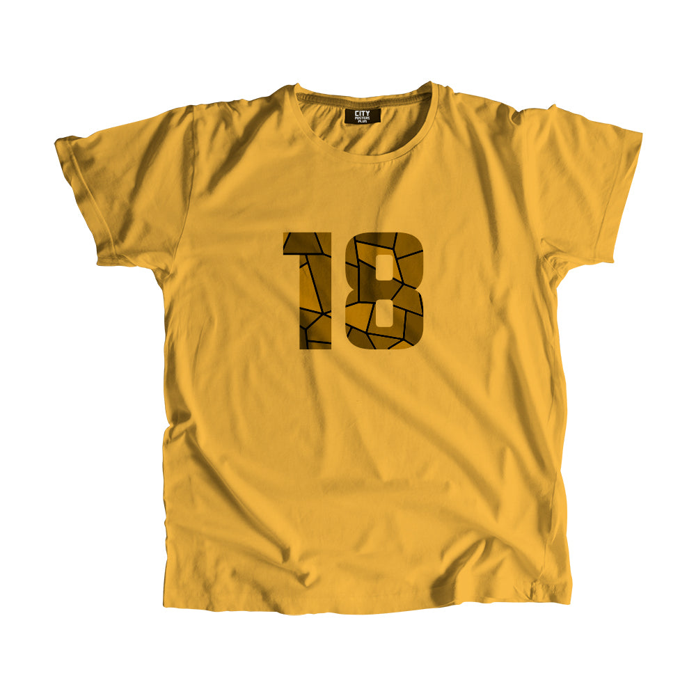 18 Number Unisex T-Shirt (Golden Yellow)