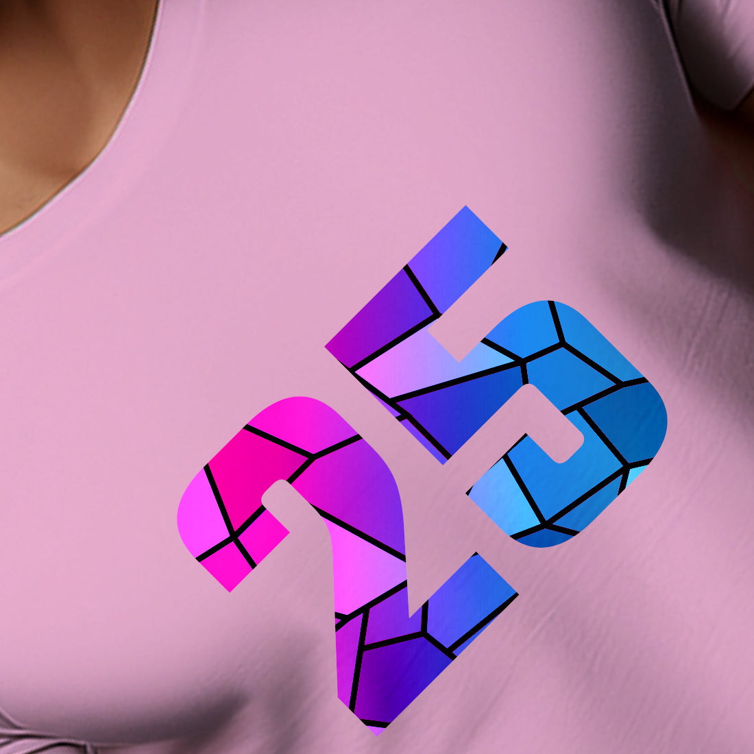 25 Number Unisex T-Shirt (Light Pink)