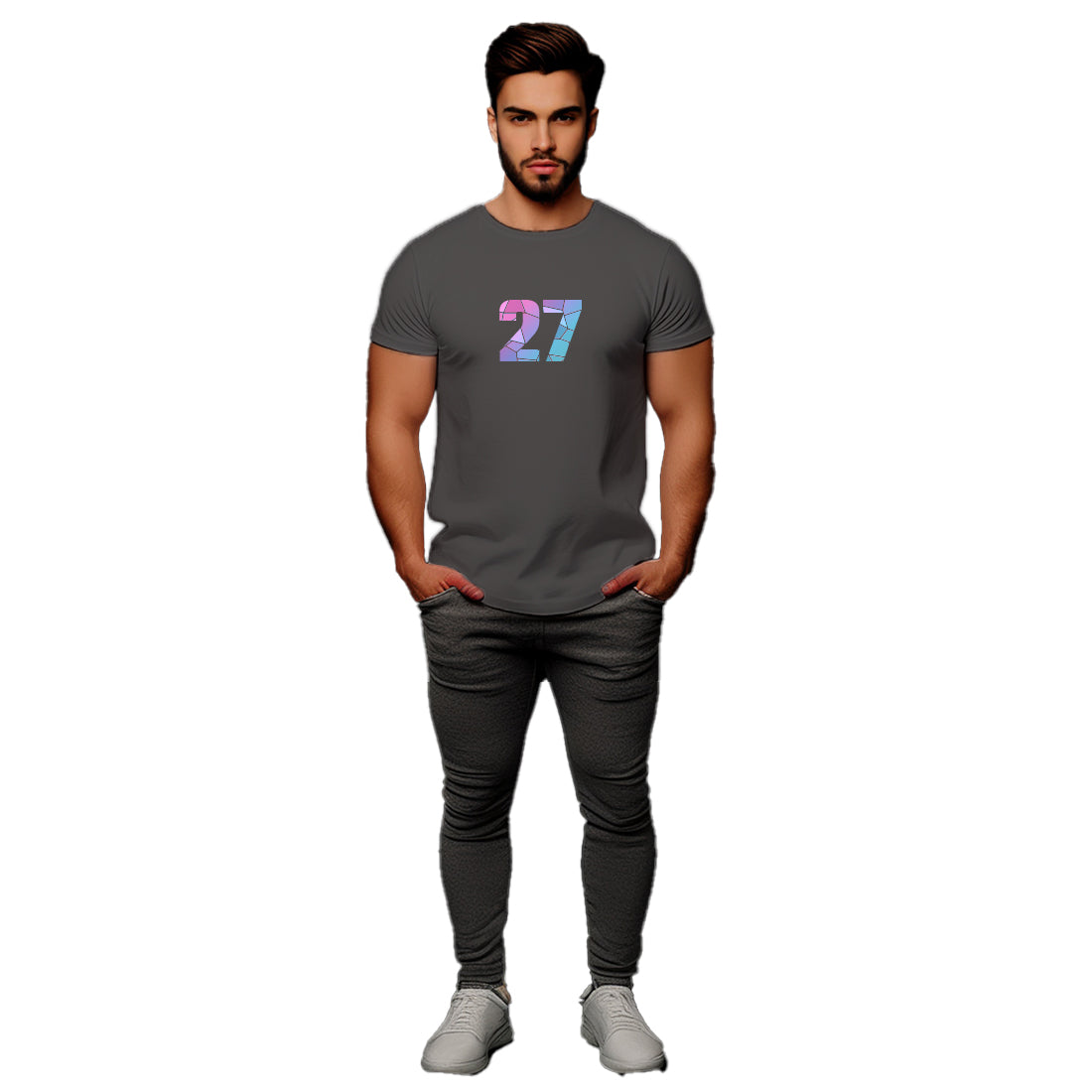 27 Number Unisex T-Shirt (Charcoal Grey)