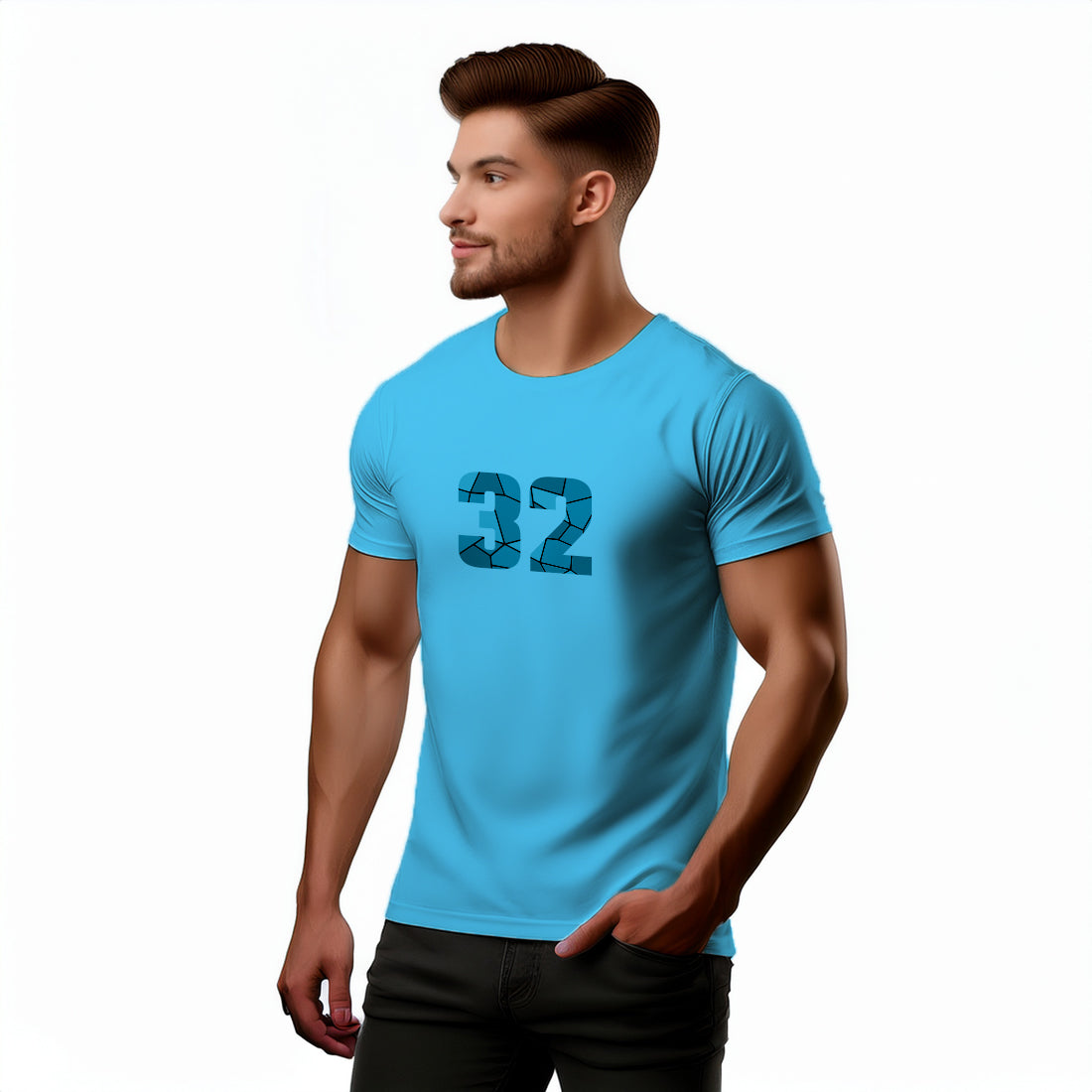 32 Number Unisex T-Shirt (Sky Blue)