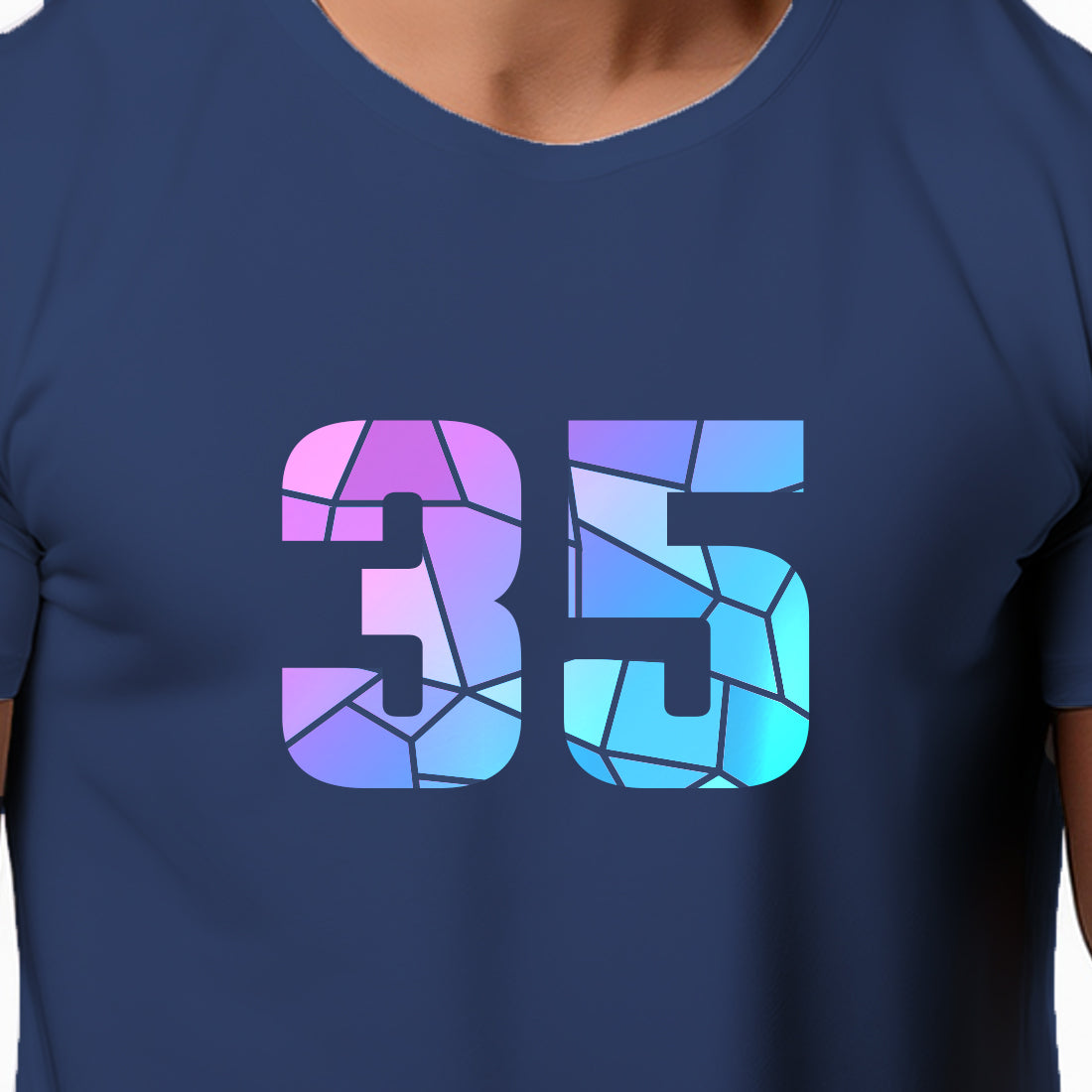 35 Number Unisex T-Shirt (Navy Blue)