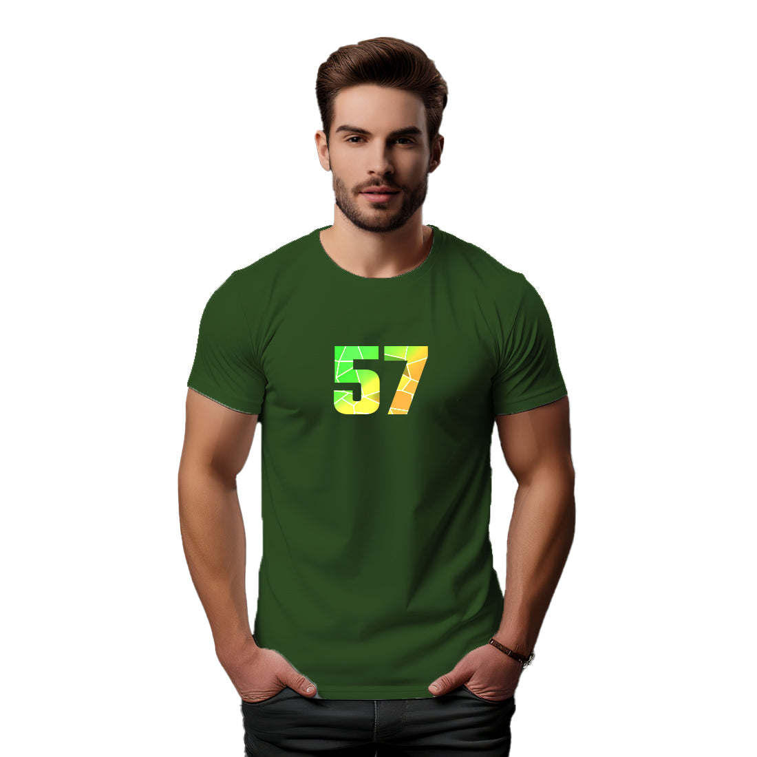 57 Number Unisex T-Shirt (Olive Green)