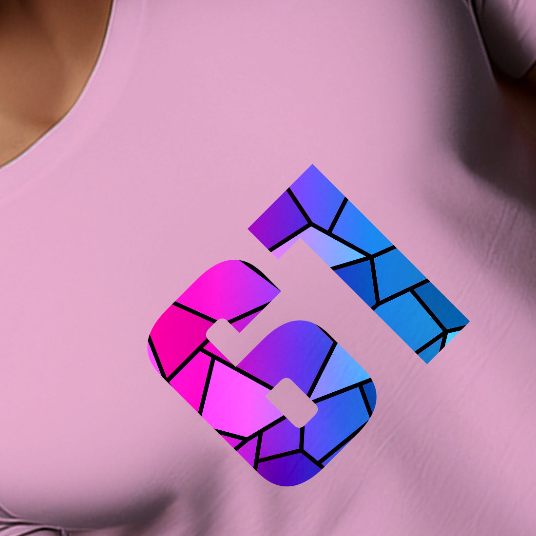 61 Number Unisex T-Shirt (Light Pink)
