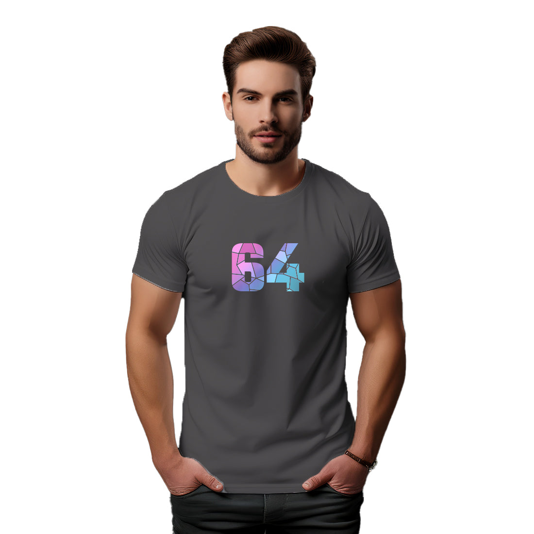 64 Number Unisex T-Shirt (Charcoal Grey)