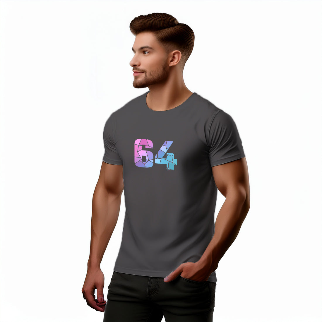 64 Number Unisex T-Shirt (Charcoal Grey)