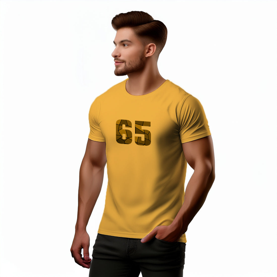 65 Number Unisex T-Shirt (Golden Yellow)