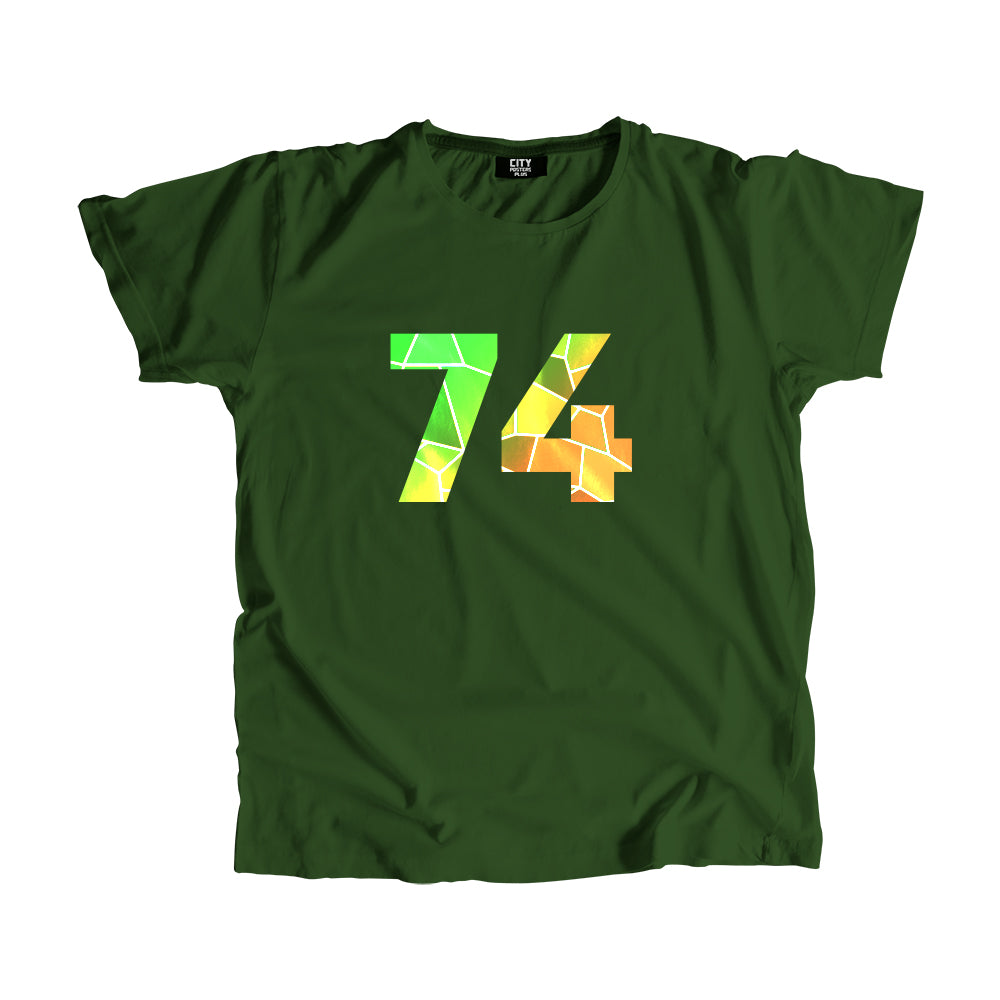 74 Number Unisex T-Shirt (Olive Green)