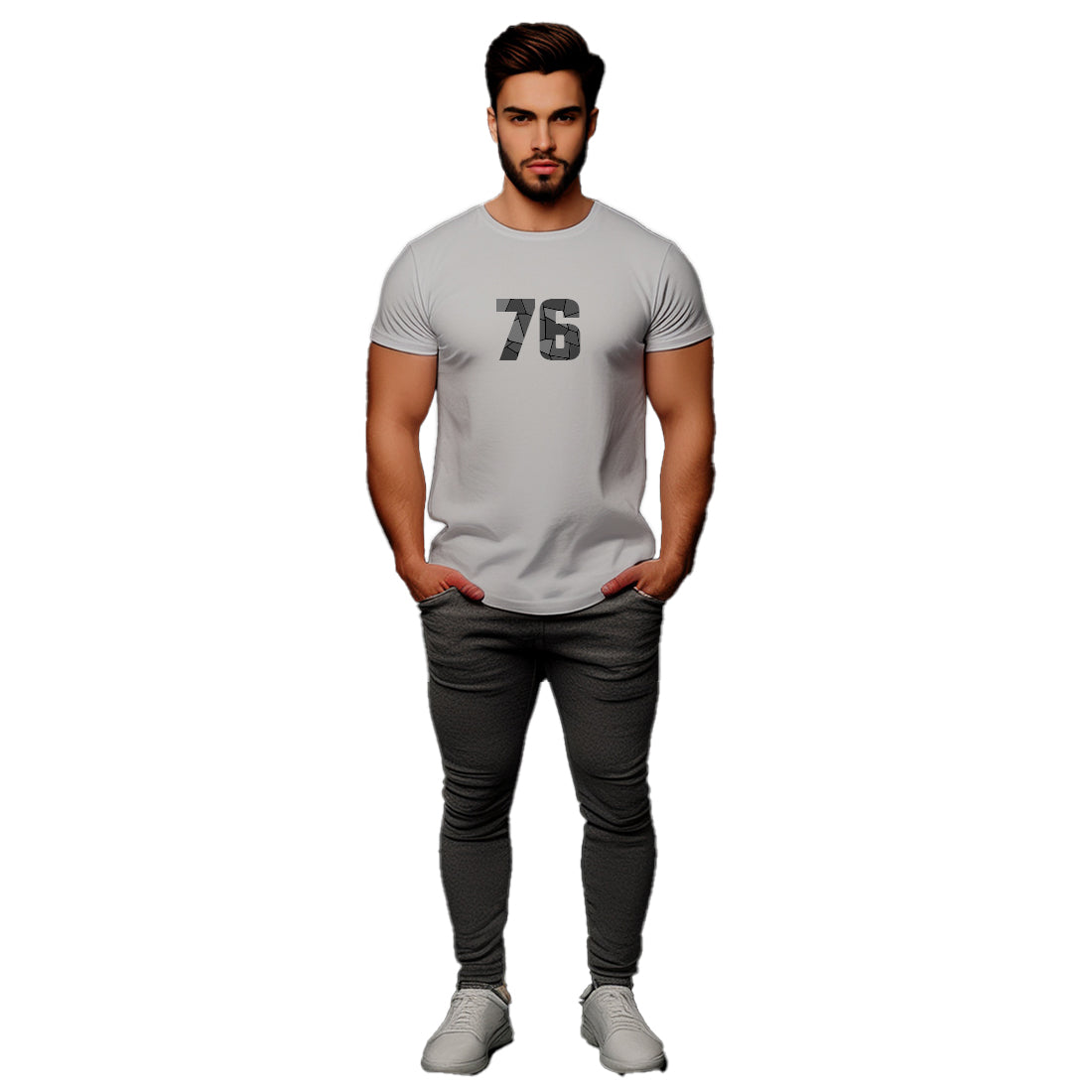 76 Number Unisex T-Shirt (Melange Grey)