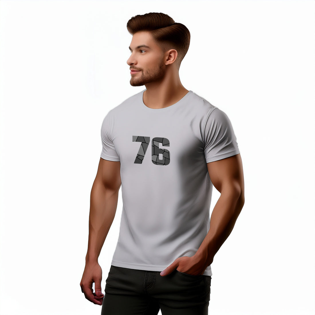 76 Number Unisex T-Shirt (Melange Grey)