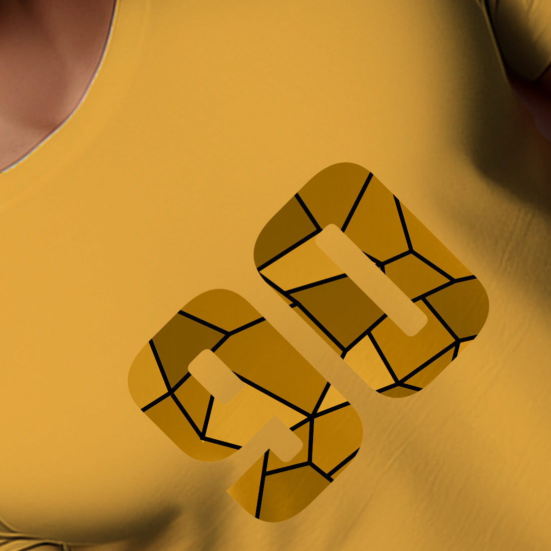 90 Number Unisex T-Shirt (Golden Yellow)