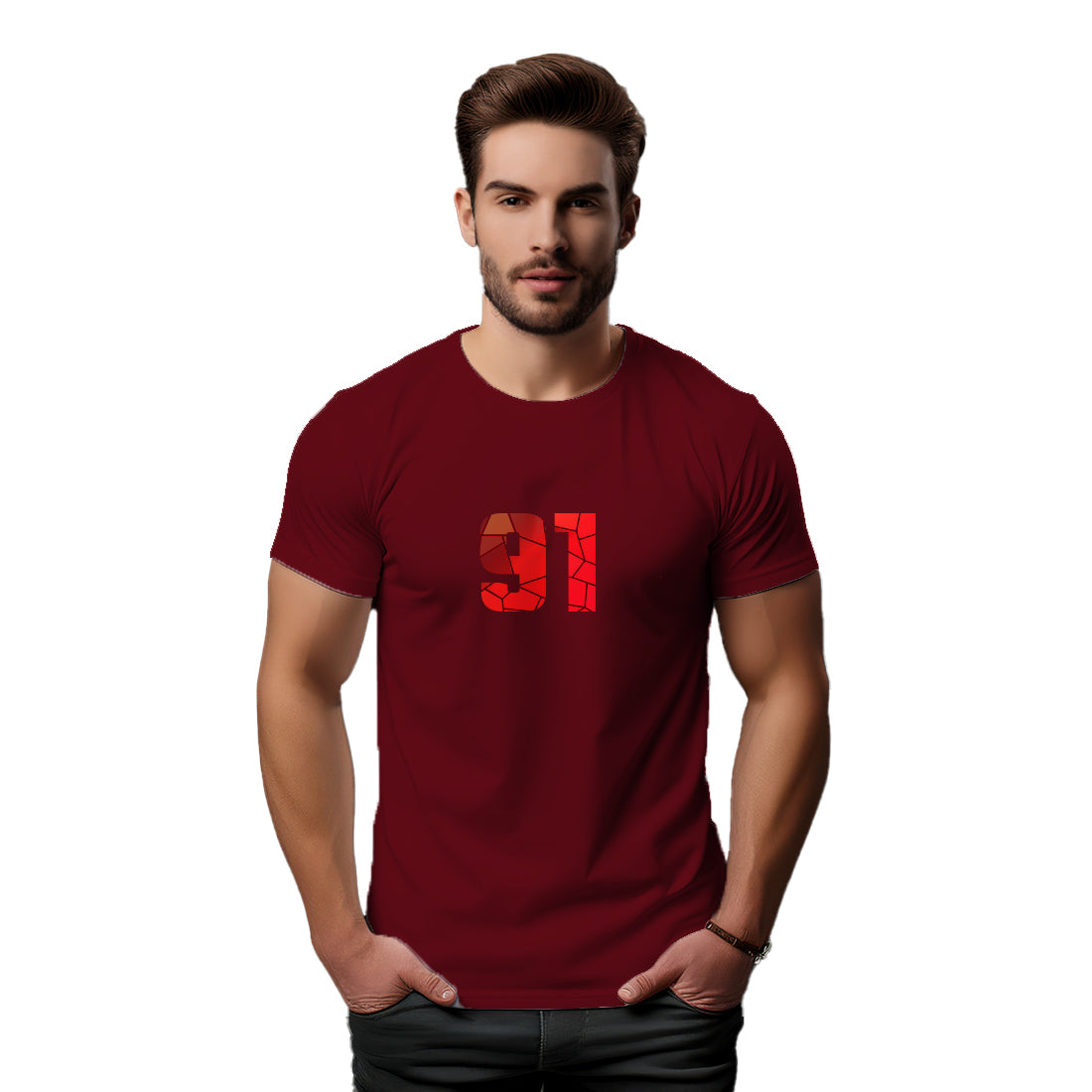 91 Number Unisex T-Shirt (Maroon)