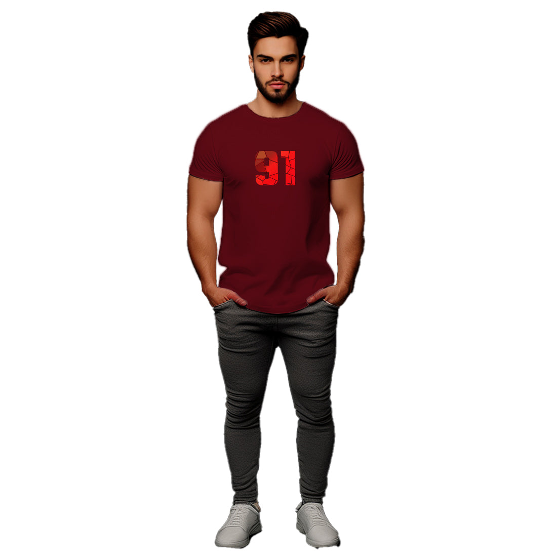 91 Number Unisex T-Shirt (Maroon)