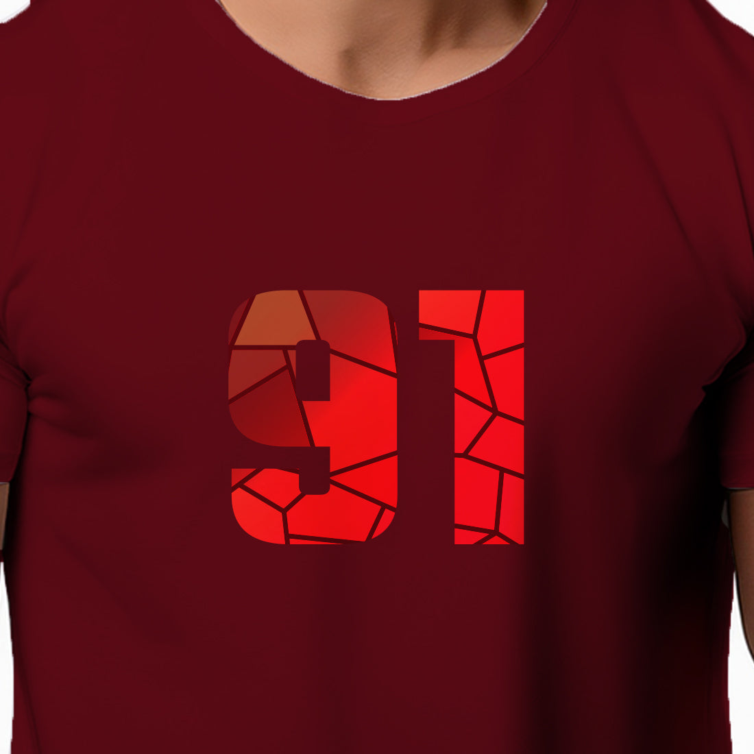 91 Number Unisex T-Shirt (Maroon)