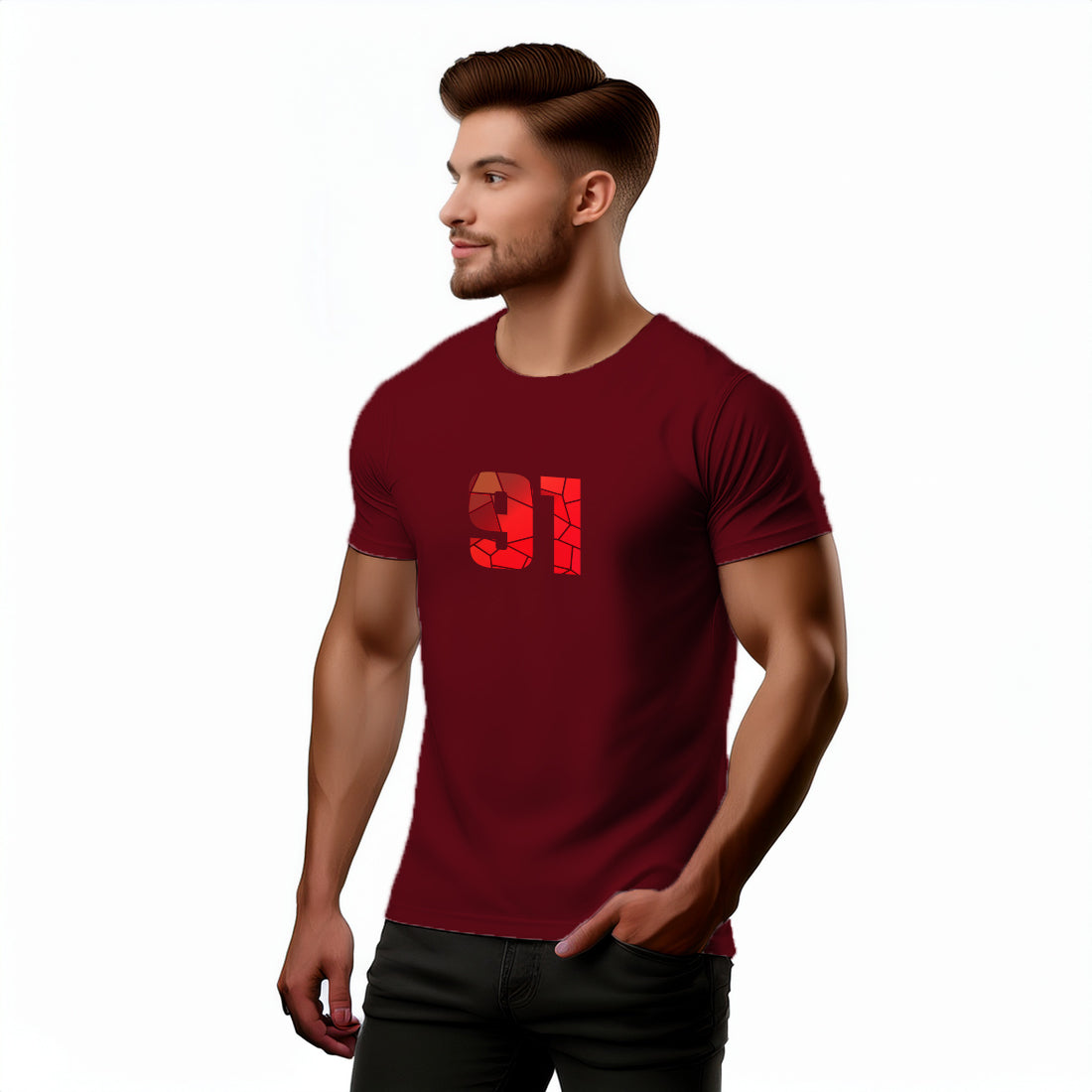 91 Number Unisex T-Shirt (Maroon)