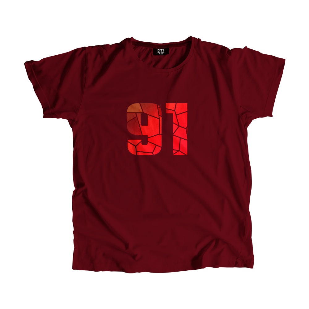91 Number Unisex T-Shirt (Maroon)