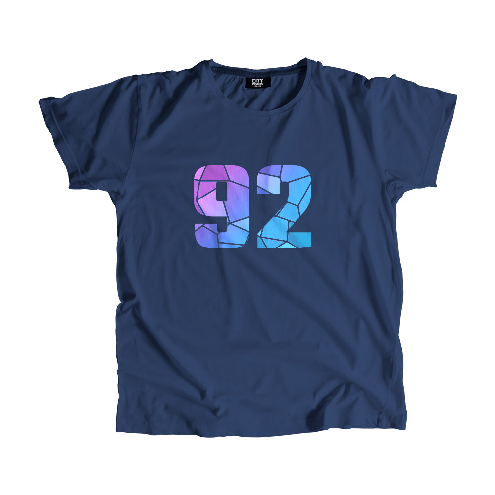 92 Number Unisex T-Shirt (Navy Blue)