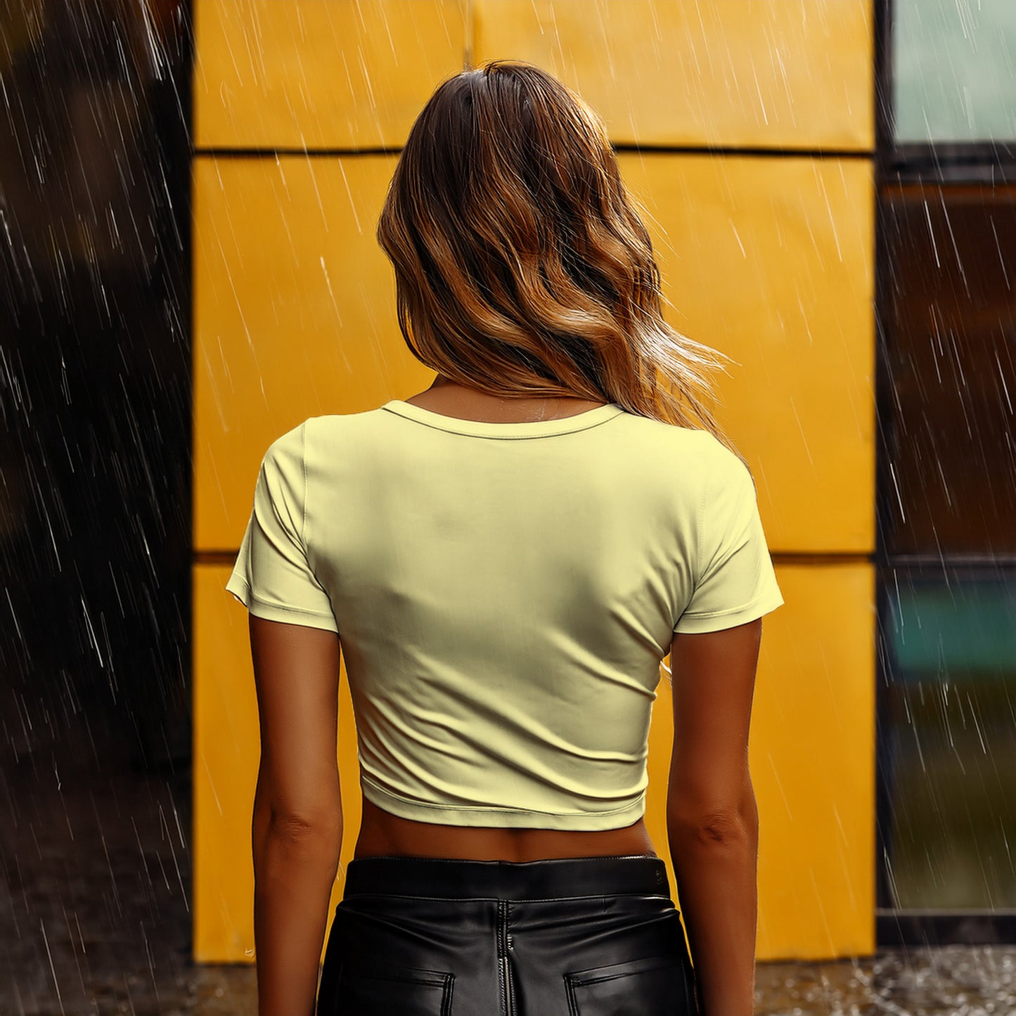 06 Number Women Crop Top (Butter Yellow)