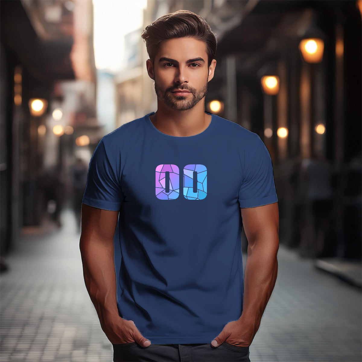 00 Number Unisex T-Shirt (Navy Blue)