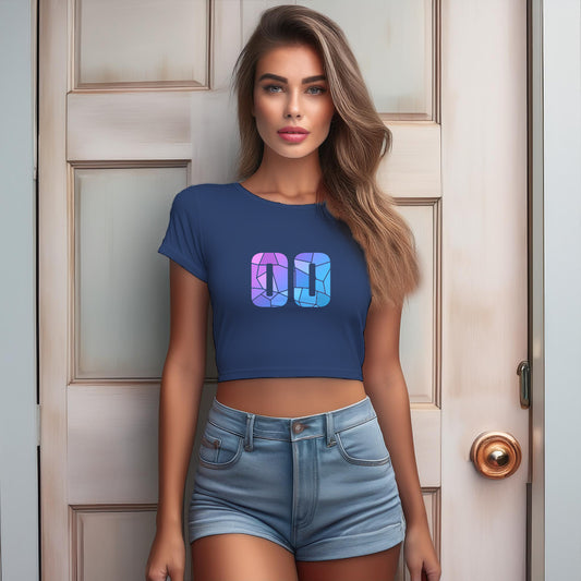 00 Number Women Crop Top (Navy Blue)