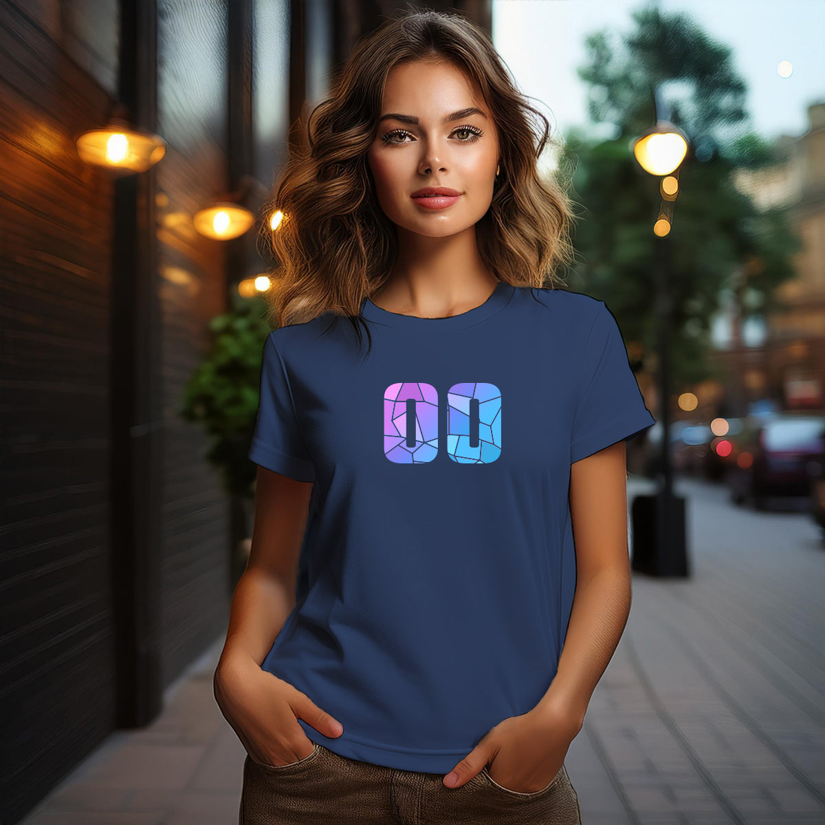 00 Number Women's T-Shirt (Navy Blue)