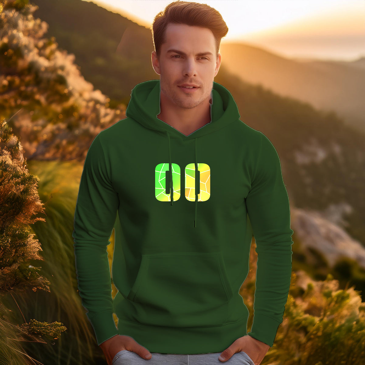 00 Number Unisex Hoodie (Olive Green)