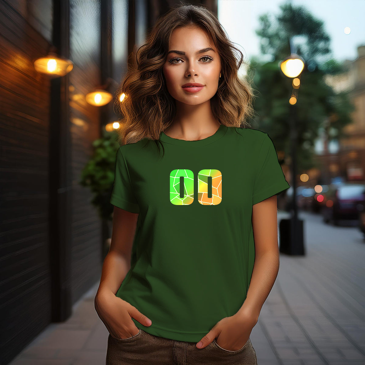 00 Number Women's T-Shirt (Olive Green)