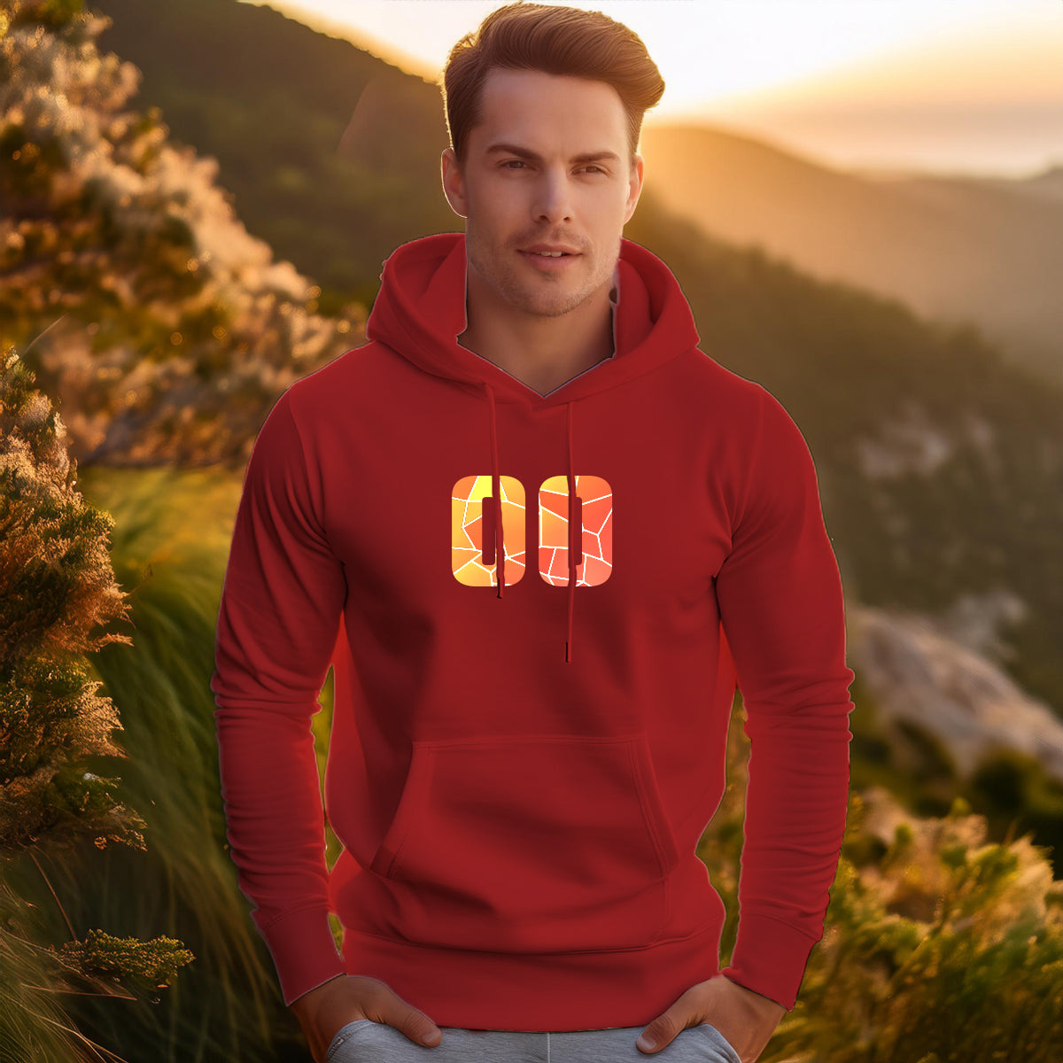 00 Number Unisex Hoodie (Red)