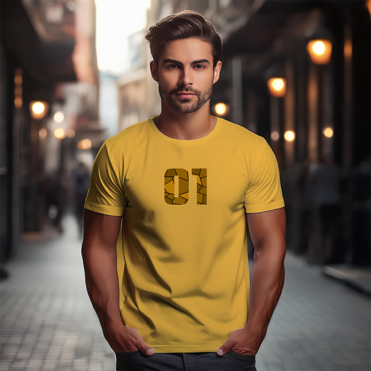 01 Number Unisex T-Shirt (Golden Yellow)