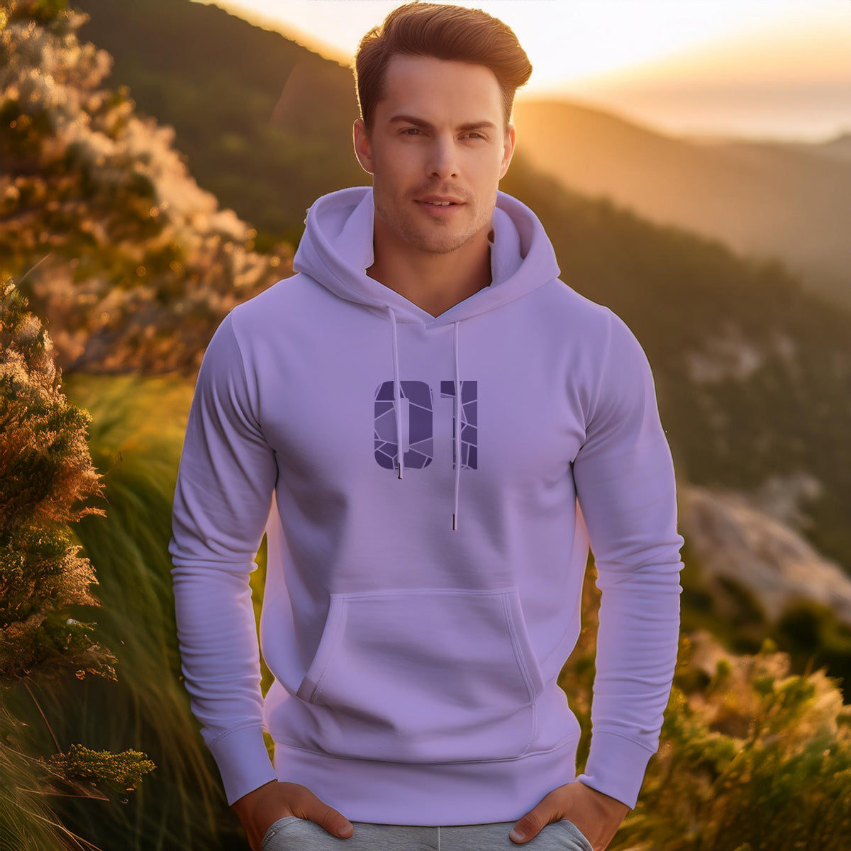 01 Number Unisex Hoodie (Iris Lavender)