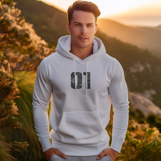 01 Number Unisex Hoodie (Melange Grey)