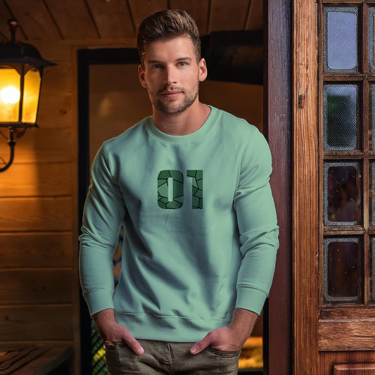 01 Number Unisex Sweatshirt (Mini Green)