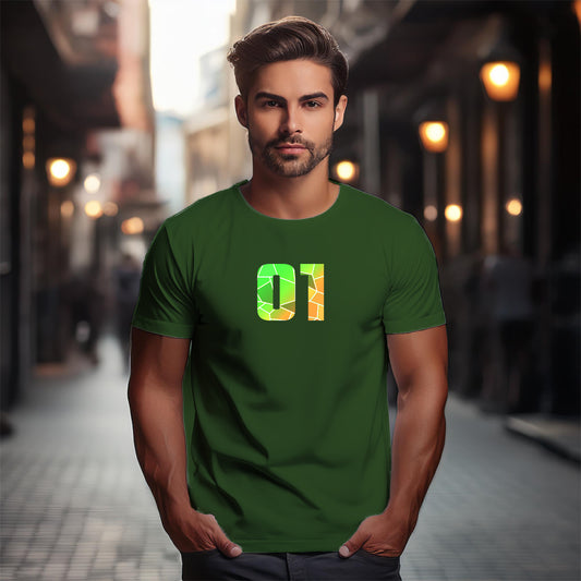 01 Number Unisex T-Shirt (Olive Green)