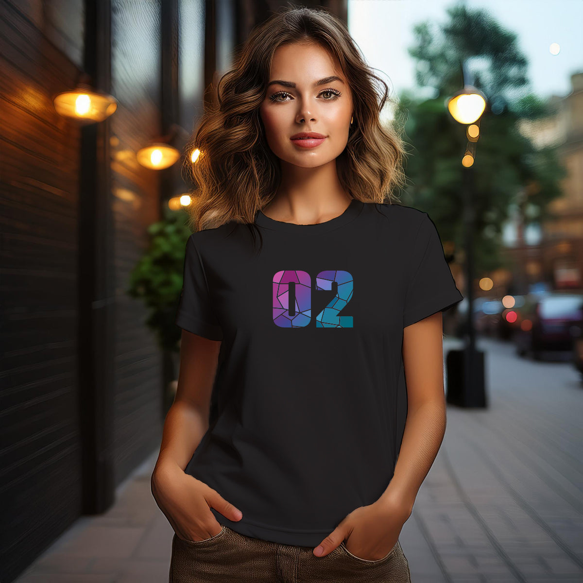 02 Number Women's T-Shirt (Black)